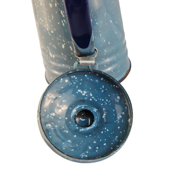 Enamelware Blue Speckled Coffee Pot Vintage Rustic Display Kitchen Decor - Picture 6 of 16